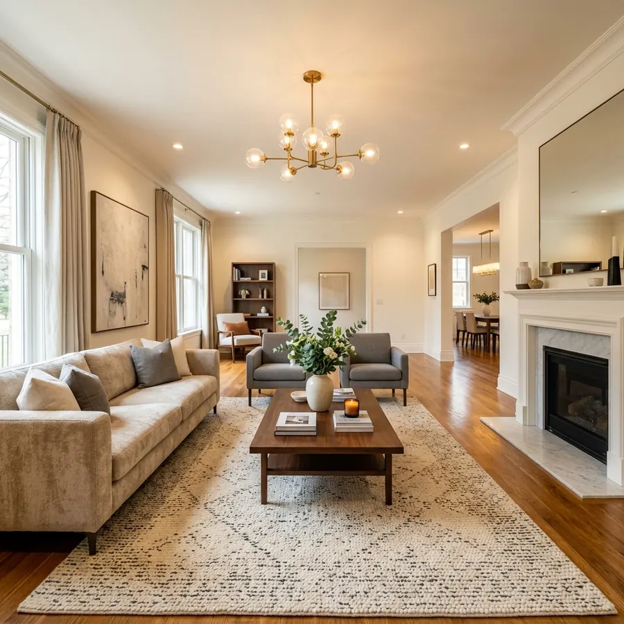 Illustration: living room after water damage restoration